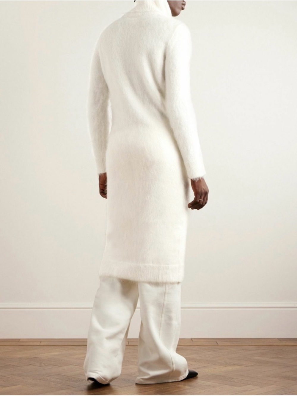 Saint Laurent Ecru Mohair Blend Oversized Turtleneck Sweater Dress - Picture 4 of 6